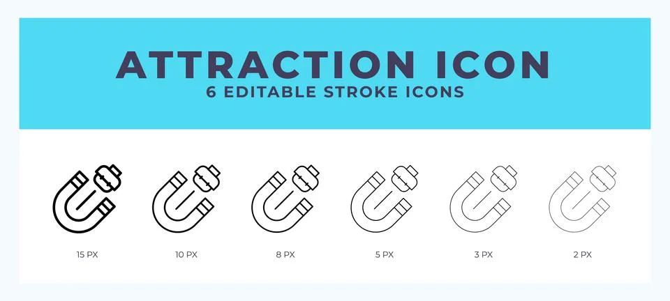 Attraction icon set with different stroke. Design elements for logo. Vector.. Stock Illustration