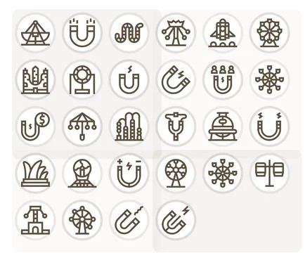 Attraction Modern Vector Collection with 28 Bold Line High Resolution Pixel.. Stock Illustration