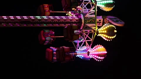 Attraction at night. Circular attraction with balloons and lights Stock Footage 296543161