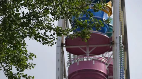 Attraction Park - Ferris Wheel &amp; Windy Tree Stock Footage 52194702