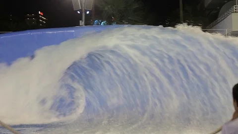 Attraction with riding on the board on the wave. Stock Footage 81000755