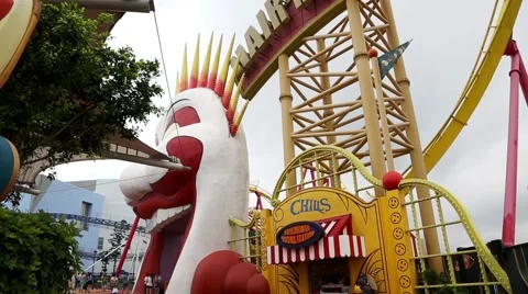 Attraction roller coaster called Hair Raiser in the Ocean Park Hong Kong 스톡 동영상 50524260