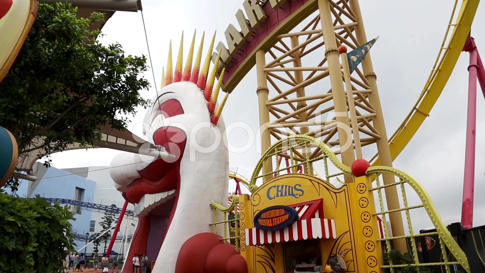 Attraction roller coaster called Hair Raiser in the Ocean Park Hong Kong