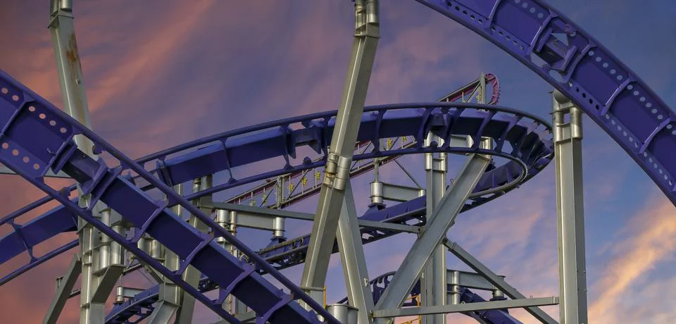 Attraction roller-coaster (switchback) Stock Photos