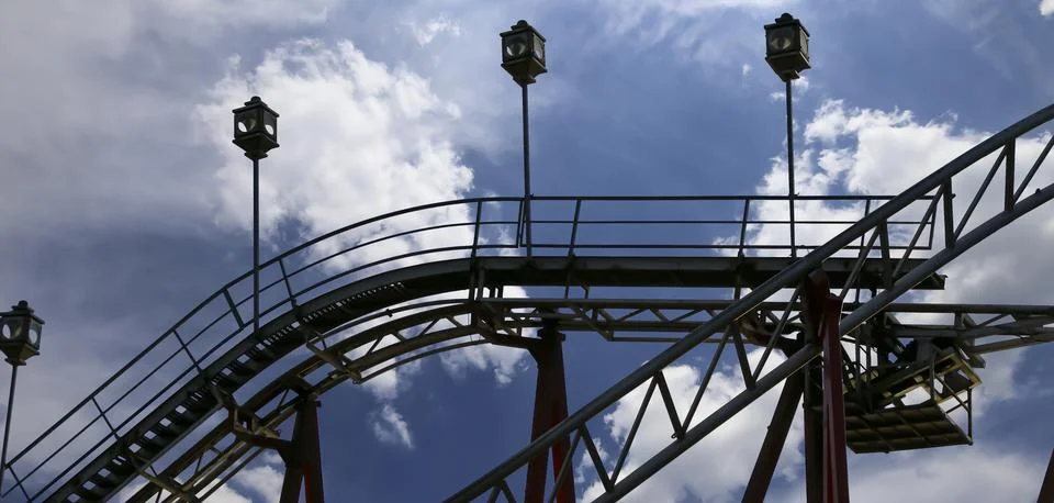 Attraction roller-coaster (switchback) Stock Photos