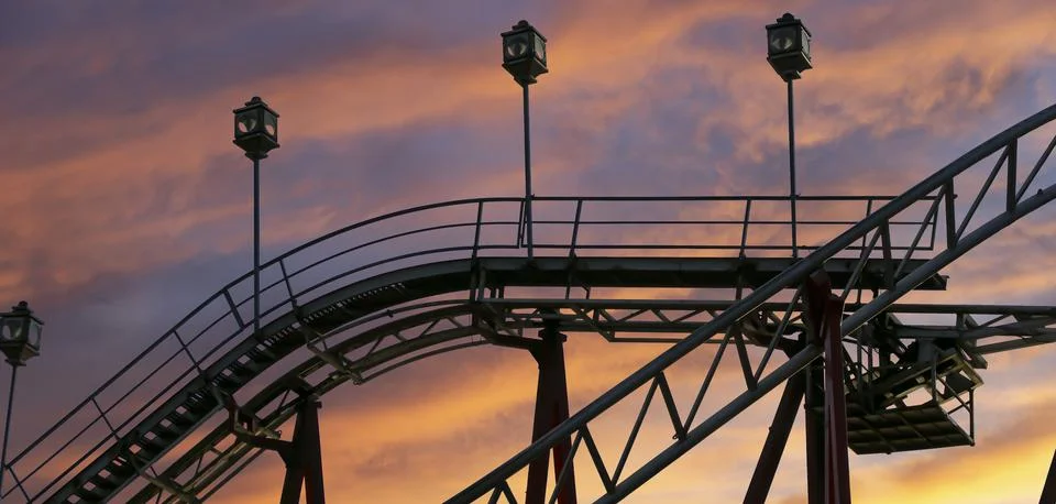 Attraction roller-coaster (switchback) Stock Photos