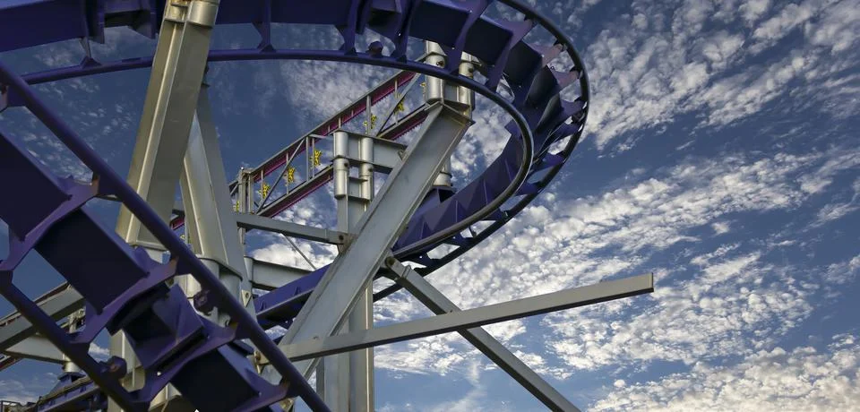 Attraction roller-coaster (switchback) Stock Photos