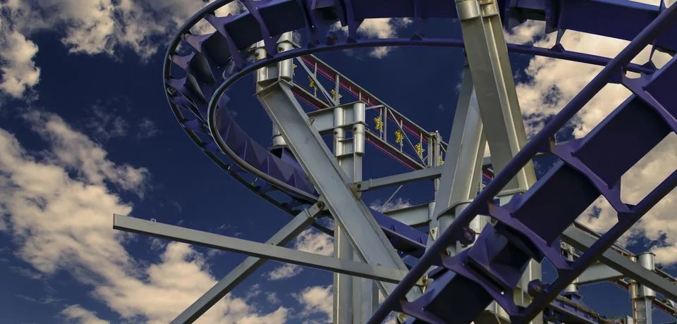 Attraction roller-coaster (switchback) Stock Photos