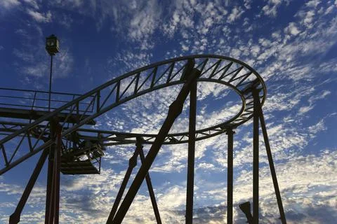 Attraction roller-coaster (switchback) Stock Photos