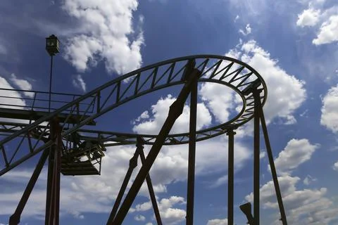 Attraction roller-coaster (switchback) Stock Photos