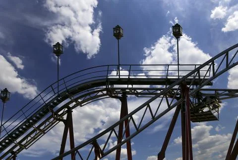 Attraction roller-coaster (switchback) Stock Photos