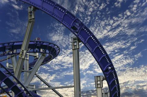 Attraction roller-coaster (switchback) Stock Photos