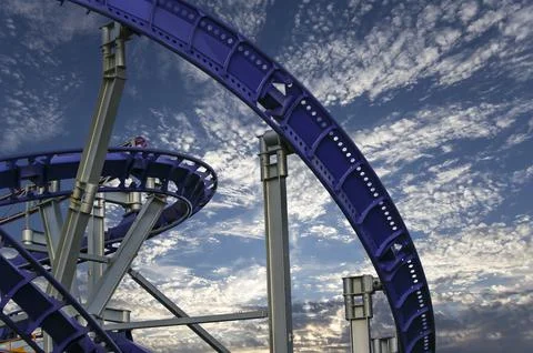 Attraction roller-coaster (switchback) Stock Photos