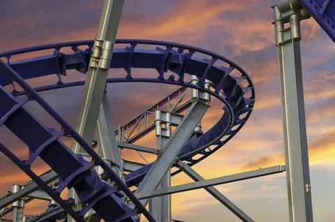 Attraction roller-coaster (switchback) Stock Photos
