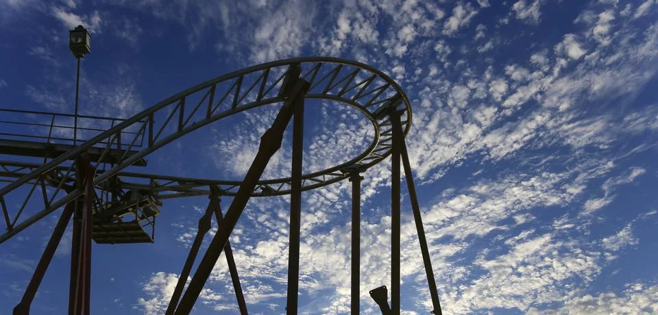 Attraction roller-coaster (switchback) Stock Photos