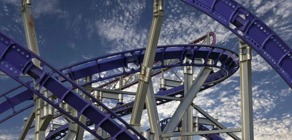 Attraction roller-coaster (switchback) Stock Photos