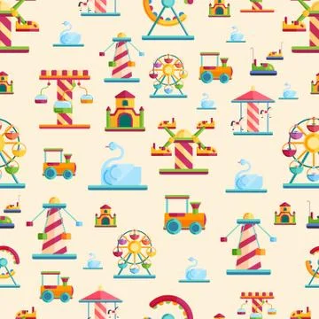 Attraction seamless pattern vector Illustrazione stock