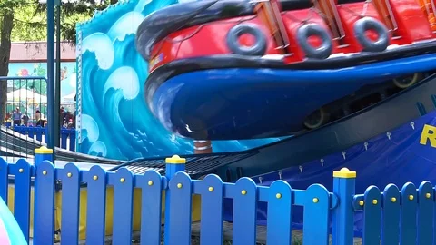 Attraction steamer and the Park Stock Footage 75855189