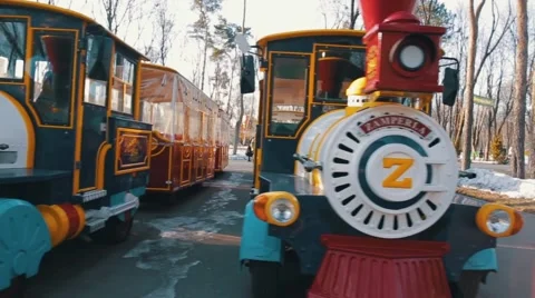 The attraction train in park Stock Footage 67987704