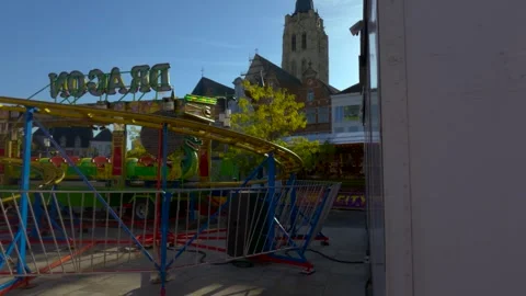 Attractions on the square , 5.3k slow motion Stock Footage 249681307