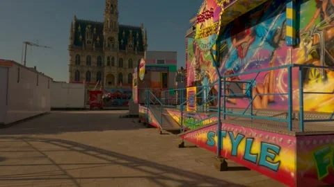 Attractions on the square, 5.3k video slowmotion Stock Footage 249681302