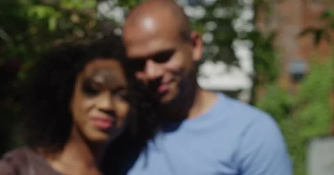 An attractive African American get keys to their new home. Shot on RED Epic. Stock Footage 54538149