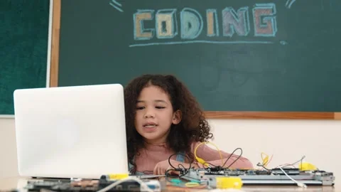 Attractive african student programing system while looking at camera. Pedagogy. Stock Footage 275196583