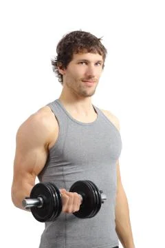 Attractive and athletic man doing weights Stock Photos