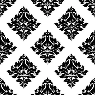 Attractive black and white gothic floral pattern Stock Illustration