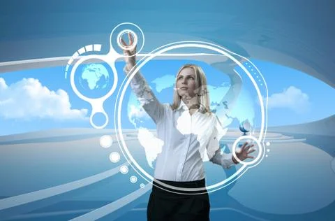 Attractive blonde on future background Stock Illustration