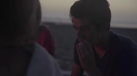 Attractive boy eats a s'more Stock Footage 53467780