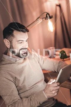 Attractive brunette chatting Stock Photos