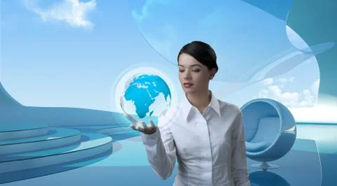 Attractive brunette on future background Stock-Illustration