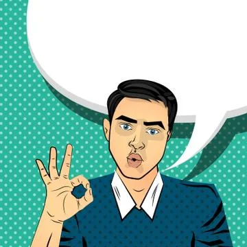 Attractive brunette man gesture hand ok Stock Illustration