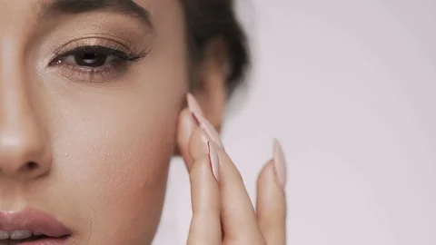 Attractive brunette model at studio background Stock Footage 92524951