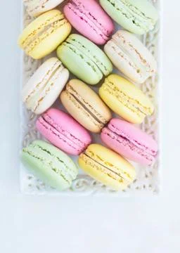 Attractive candy colored macaroons Stock Photos