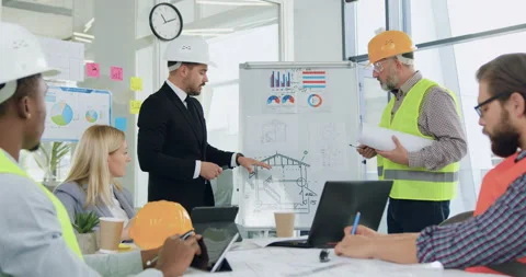 Attractive confident stylish bearded ceo or main manager of building company Stock Footage 145808088