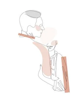 Attractive continuous line art drawing of romantic couple in love. Man and women Stock Illustration