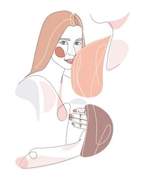 Attractive continuous line art drawing of romantic couple in love. Man and women Stock Illustration