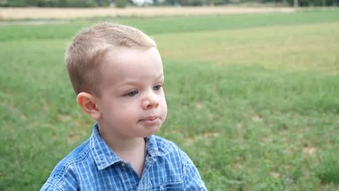 Attractive Cute Young Child Boy Running With Fun  Stock Footage 114013876