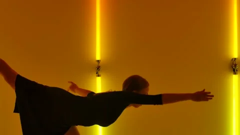 Attractive dancer emotionally performs modern choreography of contempt against Stock Footage 147551637