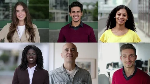 Attractive diverse people looking at camera Stock Footage 121913867