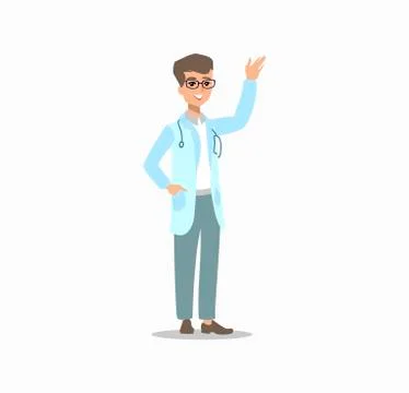 Attractive doctor. Funny character design. Cartoon illustration. Healthcare c Stock Illustration