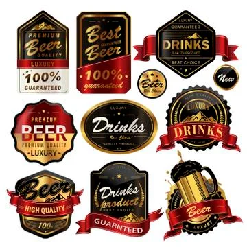 Attractive drinks labels set Stock Illustration