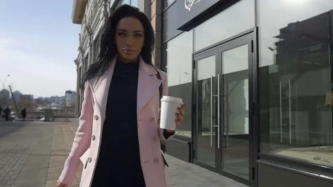 Attractive female with coffee Видео 73487482