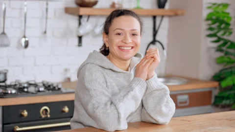 Attractive female posing in flat Stock Footage 148136186