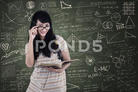 Attractive female student read book in class Stock Illustration