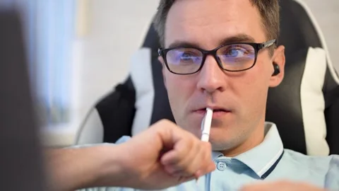 Attractive focused professional guy coding programming supporting website Stock Footage 298207982