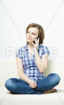 Attractive girl with a mobile phone Stock Photos