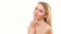 The attractive girl posing on the white background 4k or 4k+ Resolution
